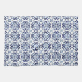 Linge De Cuisine Motif de carrelage marocain bleu et blanc (Horizontal)