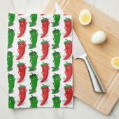 Linge De Cuisine Motif De Cartoon Rouge Et Vert Pepper Divas (Quart Plié)