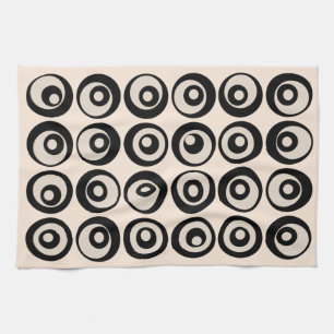 Linge De Cuisine Motif de cercles noir et crème de style moderne du