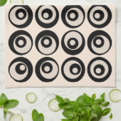 Linge De Cuisine Motif de cercles noirs et crème de style moderne d (Plié)