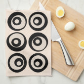 Linge De Cuisine Motif de cercles noirs et crème de style moderne d (Quart Plié)