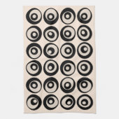 Linge De Cuisine Motif de cercles noirs et crème de style moderne d (Vertical)