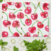 Linge De Cuisine Motif de cerises d'aquarelle (Plié)