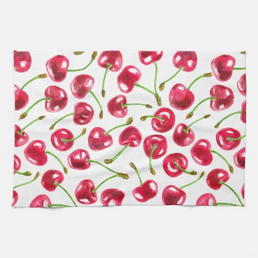 Linge De Cuisine Motif de cerises d'aquarelle (Horizontal)
