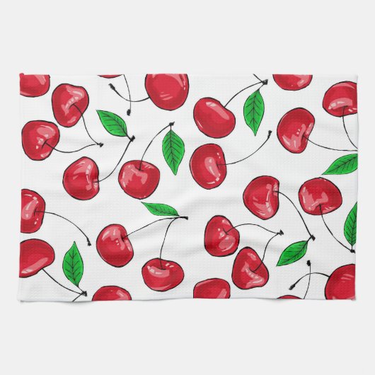 Linge De Cuisine Motif de cerises fraîches (Horizontal)