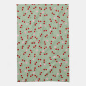 Linge De Cuisine Motif de cerises sur fond vert (Vertical)