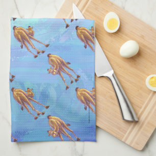 Linge De Cuisine Motif de chameau sur Blue Heads and Tails