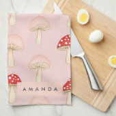 Linge De Cuisine Motif de champignon rose vif (Quart Plié)