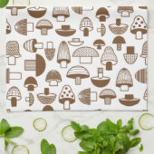 Linge De Cuisine Motif de champignons Brown rétro (Plié)