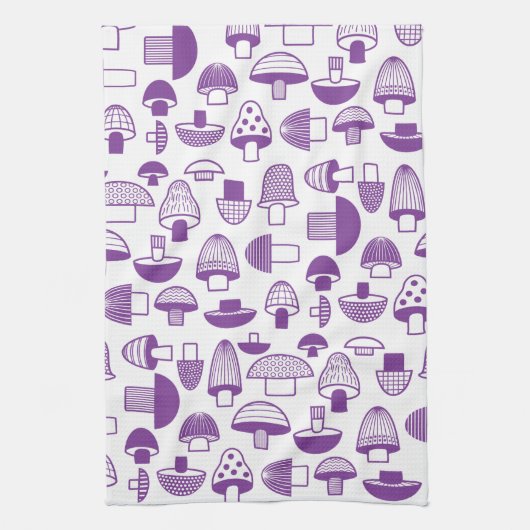 Linge De Cuisine Motif de champignons violets rétro (Vertical)