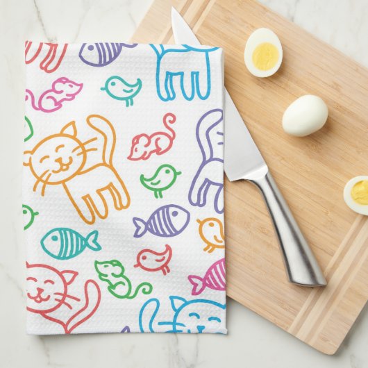 Linge De Cuisine motif de chat (Quart Plié)