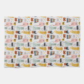 Linge De Cuisine Motif de chat à main mignon Doodle (Horizontal)