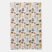 Linge De Cuisine Motif de chat à main mignon Doodle (Vertical)