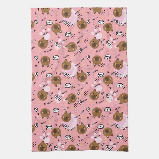 Linge De Cuisine Motif de chat Brown (Vertical)