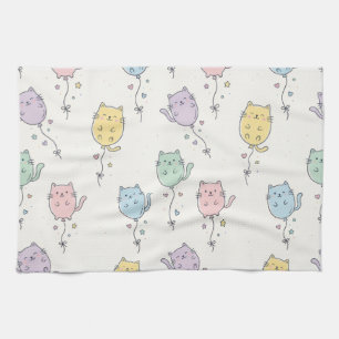 Linge De Cuisine Motif de chat en ballon pastel – Enfants minimalis