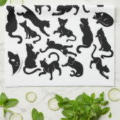 Linge De Cuisine Motif de chat noir (Plié)