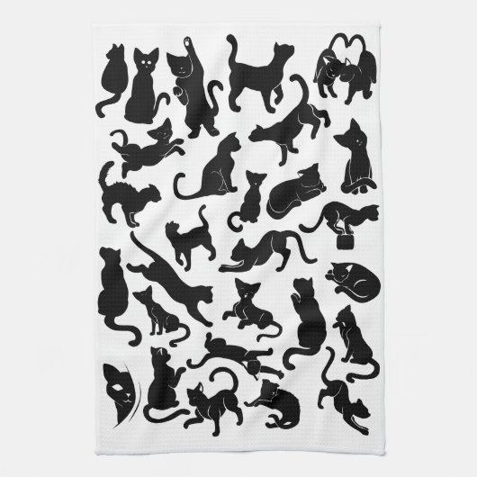 Linge De Cuisine Motif de chat noir (Vertical)