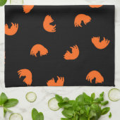 Linge De Cuisine Motif de chat orange (Plié)