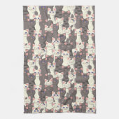 Linge De Cuisine Motif de chats blancs et gris (Vertical)
