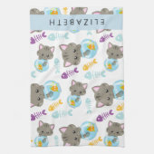 Linge De Cuisine Motif De Chats, Chats Mignons, Chatons, Votre Nom (Vertical)