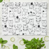 Linge De Cuisine Motif de chats Doodle Cute (Plié)