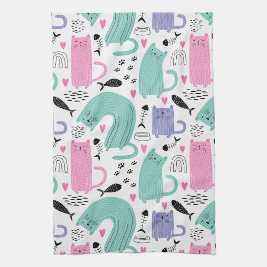 Linge De Cuisine Motif de chats mignons (Vertical)