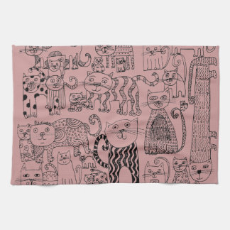 Linge De Cuisine Motif de chats mignons rose poussiéreux moderne