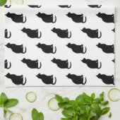 Linge De Cuisine Motif de chats noirs Texture Arrière - plan blanc (Plié)