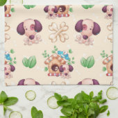 Linge De Cuisine Motif de chien adorable  (Plié)