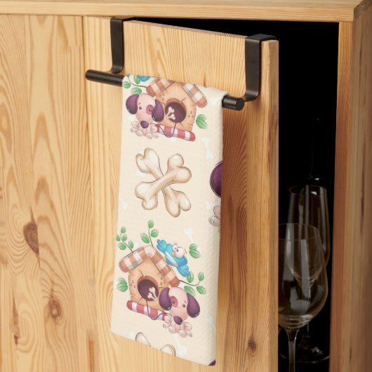 Linge De Cuisine Motif de chien adorable  (Pliage en tiers)