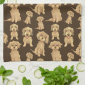 Linge De Cuisine Motif de chien Brown labradoodle doré (Plié)