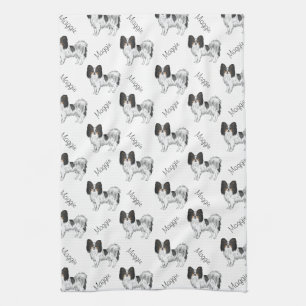 Linge De Cuisine Motif de chien de dessin animé Papillon tricolore 