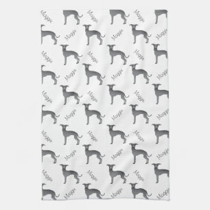 Linge De Cuisine Motif de chien mignon Greyhound Italien bleu avec