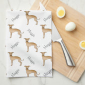 Linge De Cuisine Motif de chien mignon italien de Greyhound avec no (Quart Plié)