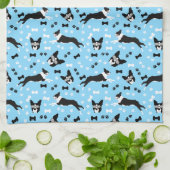Linge De Cuisine Motif de chiens bleus de Boston Terriers (Plié)