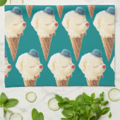 Linge De Cuisine Motif de chiot à crème glacée (Plié)