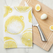 Linge De Cuisine Motif de citron à main (Quart Plié)