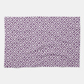 Linge De Cuisine Motif de clé grecque violet et blanc (Horizontal)