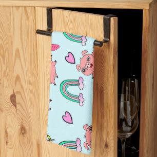 Linge De Cuisine Motif de cochons et d'arcs-en-ciel mignons et exce