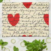 Linge De Cuisine Motif de cœur moderne avec fond de script (11) (Plié)
