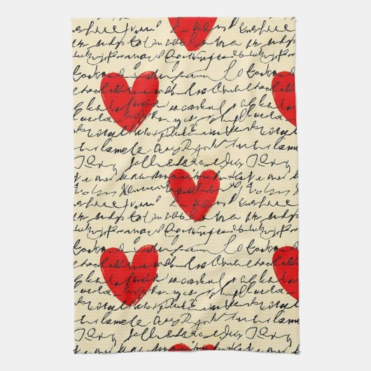 Linge De Cuisine Motif de cœur moderne avec fond de script (11) (Vertical)