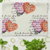 Linge De Cuisine Motif de cœur moderne avec fond de script (12) (Plié)