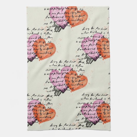Linge De Cuisine Motif de cœur moderne avec fond de script (12) (Vertical)