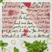 Linge De Cuisine Motif de cœur moderne avec fond de script (14) (Plié)