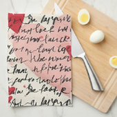 Linge De Cuisine Motif de cœur moderne avec fond de script (14) (Quart Plié)
