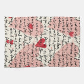 Linge De Cuisine Motif de cœur moderne avec fond de script (14) (Horizontal)