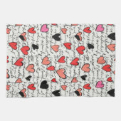 Linge De Cuisine Motif de cœur moderne avec fond de script (15) (Horizontal)