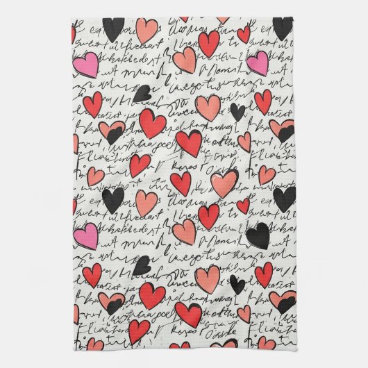 Linge De Cuisine Motif de cœur moderne avec fond de script (15) (Vertical)