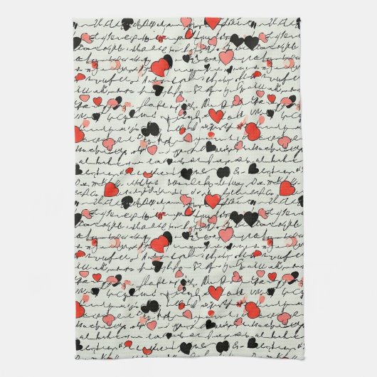 Linge De Cuisine Motif de cœur moderne avec fond de script (16) (Vertical)