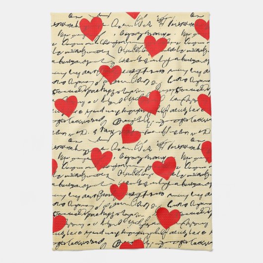 Linge De Cuisine Motif de cœur moderne avec fond de script (17) (Vertical)